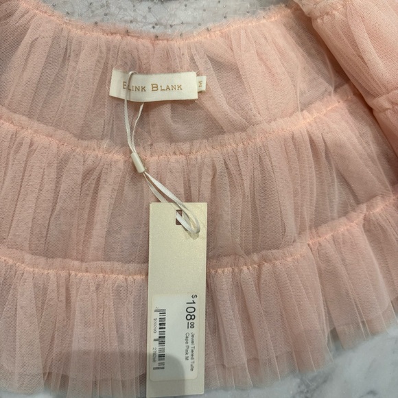 Blink Blank M Jewel Tiered Tulle Bolero Cape NWT Blush Pink Crystal Details - Picture 4 of 8